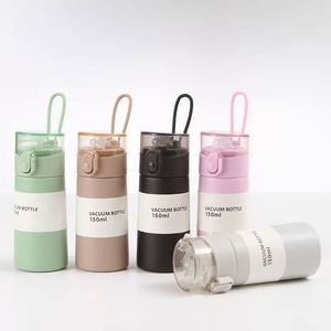 Silicone Handle Portable 150Ml 250Ml With Straw Strap Double Wall Stainless Steel <b>Flask</b> Thermal Insulated Drinking <b>Bottles</b> - Product Image 2