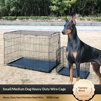 Cage pliable en fil de fer épaissi pour chiens de petite et moyenne taille, avec plateau, en métal peint antirouille, style minimaliste, pour l'intérieur - Vente en gros