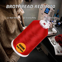 Nouvelle bobine géante de fil à broder Brothread, 4000 m/chaussette, 100 % polyester teint, 40 WT, pour machines commerciales et domestiques