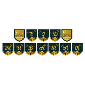 Eid Mubarak Biểu Ngữ Với Đèn Lồng Mặt Trăng Lâu Đài Dấu Hiệu Lễ Kỷ Niệm Kéo Cờ Cho Nhà Tường 2025 Ramadan Đồ Trang Trí Bên Nguồn Cung Cấp - Product Image 3