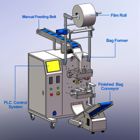 Machine d'emballage semi-automatique Vgopack à 3 et 4 soudures latérales avec convoyeur d'alimentation manuel et compteur pour clés hexagonales et clés Allen