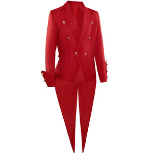 Red Gothic Steampunk Trench Halloween <span class=keywords><strong>medievale</strong></span> vittoriano Stage Costume Tuxedo <span class=keywords><strong>uomo</strong></span> Tailcoat Vintage Frock Outfit Coat for Men - Product Image 4