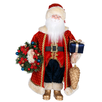 Figurines de Noël de luxe en velours rouge pour le Père Noël, décorations de table pour Papa Noël Navidad, vente en gros