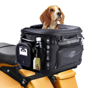 Caja transportadora portátil para perros y gatos, resistente a la intemperie, para equipaje o asiento de pasajero con correas de barra, color negro - Product Image 1