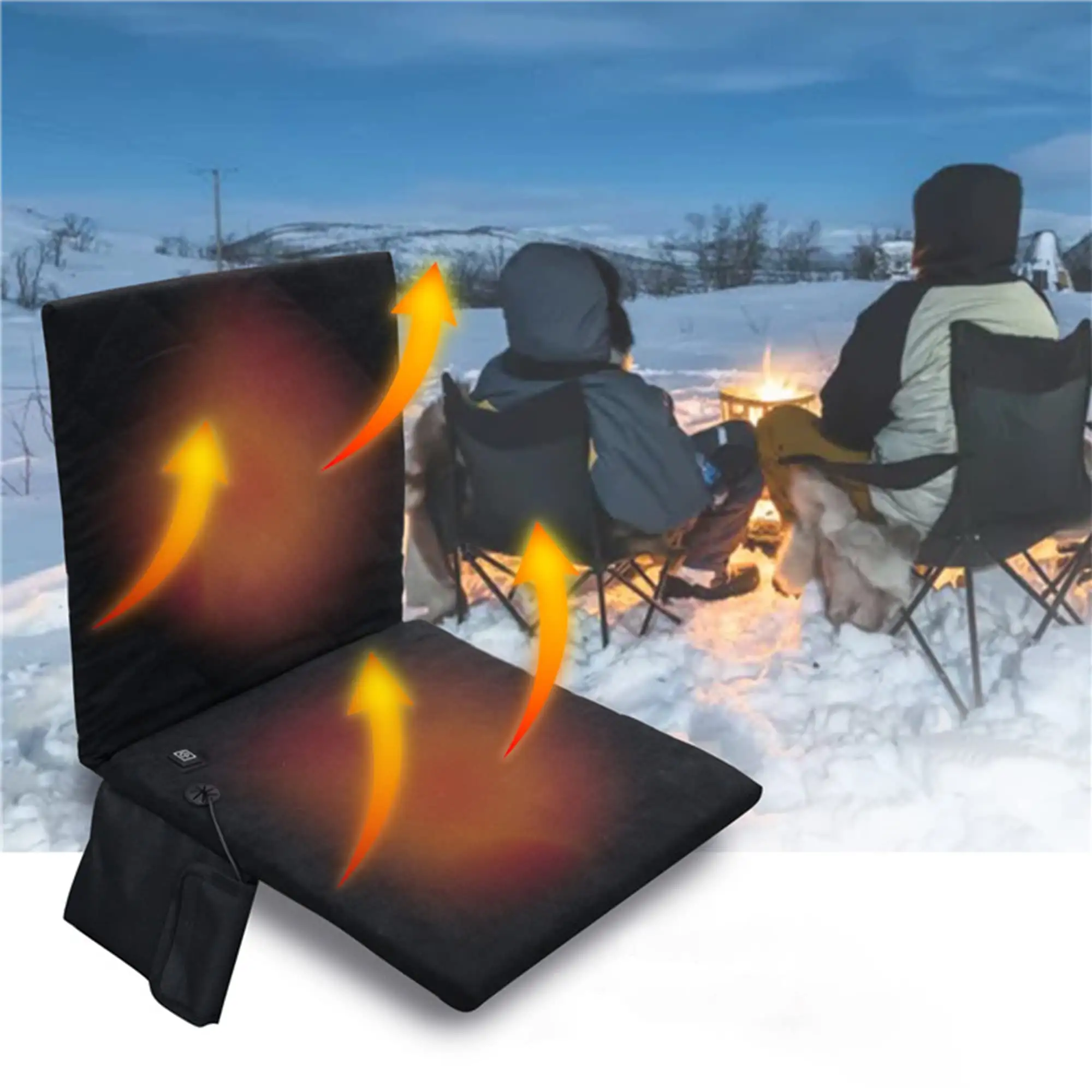 야외 휴대용 업그레이드 3 레벨 조정 엑스트라 와이드 가열 시트 쿠션 접이식 난방 의자 커버 패드