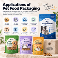 Sac d'emballage pour aliments pour chiens et animaux de compagnie, OEM d'usine, 5kg 10kg, Doypack haute barrière, anti-humidité, à fond plat, en feuille d'aluminium, pour friandises pour chats