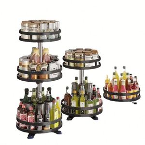360 Degree Rotating Stainless Steel Adjustable <b>Shelf</b> 3 Tier Organizers Cabinet Metal Spice <b>Rack</b> - Product Image 1