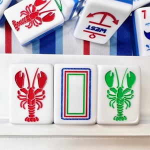 Fichas de mahjong estilo americano en stock, personalizadas con diseños especiales que presentan motivos de vida marina, perfectas para entretenimiento. - Product Image 2