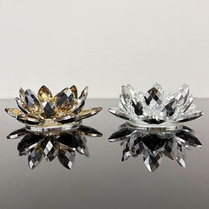 High Quality Gold champagne Silver Coating Crystal <strong>Lotus</strong> <strong>Candle</strong> Tealight <strong>Holder</strong> MH-Z0510 - Product Image 4