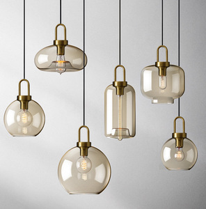 Ensemble de luminaires suspendus modernes en verre ambré de style nordique, à plusieurs têtes, pour table à manger, <span class=keywords><strong>îlot</strong></span> de <span class=keywords><strong>cuisine</strong></span>, <span class=keywords><strong>luminaire</strong></span> personnalisé - Product Image 1