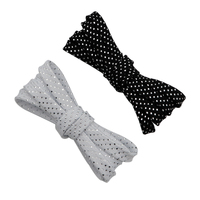 Dentelle plate en polyester Coolstring, tissage sergé triple point, 8 mm, avec fil métallique intégré, motif géométrique, éclat subtil et précis