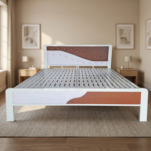 Lit à sommier carré moderne blanc de 1,2 m avec cadre en fer et matelas rembourré par Ging St I Thnh - Product Image 2
