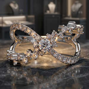 Superbe bague de mariage classique pour femme en or 14K plaqué rhodium, design infini, diamants naturels brillants sertis en griffes, idéale pour les fêtes - Product Image 5