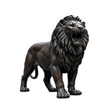 Statue de lion marchant réaliste grandeur nature en bronze coulé de 80 cm de hauteur, sculpture pour Wall Street ou pour l'espace public urbain, à vendre