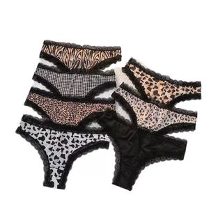 Mutandine da donna a vita alta in maglia sottile con stampa in pizzo, sexy, a vita bassa, invisibili, confezione da 5, taglie S-XL, 7 colori - Product Image 2