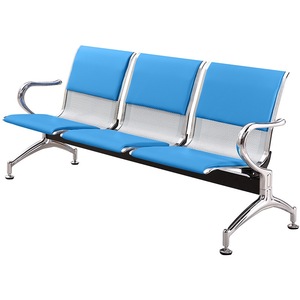 P003 Banco Moderno de 3 Plazas en Cuero PU con Estructura de Acero Inoxidable, Mueble Resistente para Sala de Espera de Hospital - Product Image 1