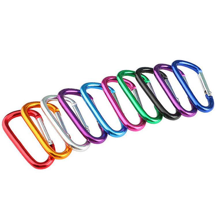 Изготовленный На Заказ выгравированный логотип наружный цвет D-образный брелок для ключей защелкивающийся крючок из алюминиевого сплава карабины крючки для бутылки с водой