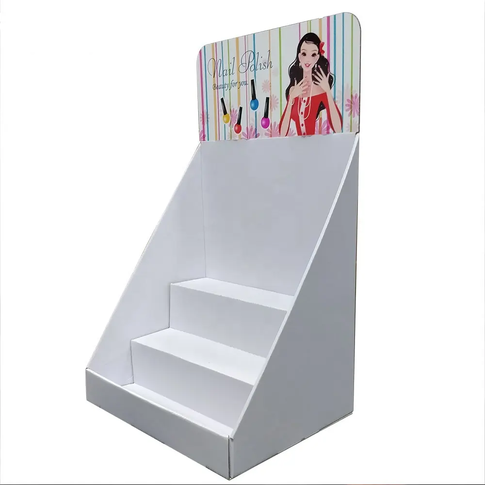 Shenzhen Holiday Custom Made Cardboard Counter Top Nail Polish Display PDQ Boxes, Corrugated Paper Nail Polish Expositor