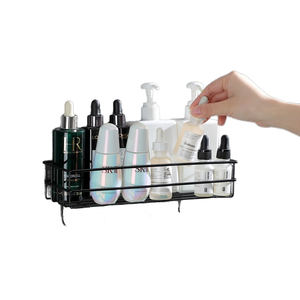 Estante de Baño Metálico de Una Sola Capa Montado en la Pared con Ganchos, Cesta para Ducha y Toallero para Baño - ¡Venta Caliente! - Product Image 1