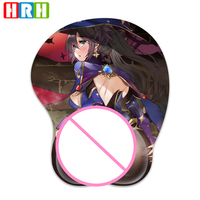 Tapis de souris 3D ergonomique Sexy Breast Oppai Busty Boob Anime Girl Gamer Repose-poignet pour ordinateur portable PC Clavier