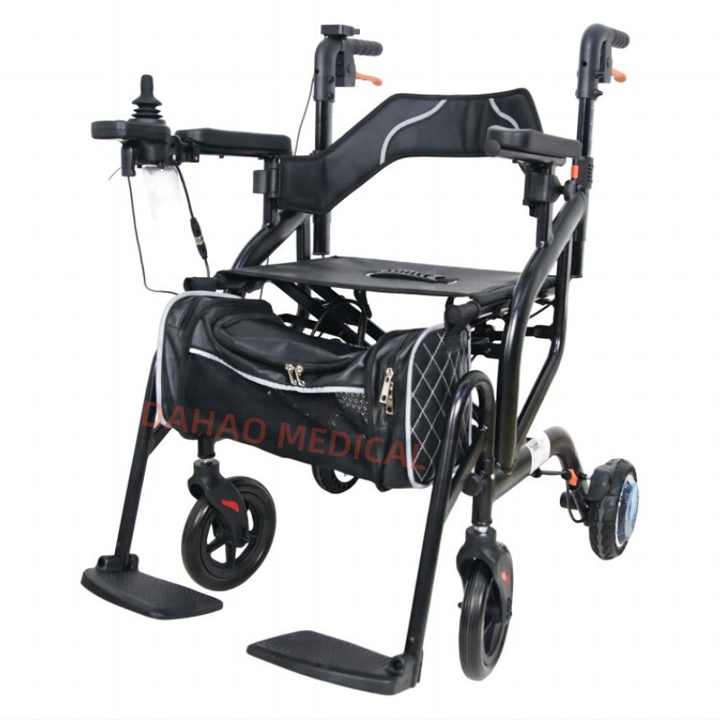 2 in 1 Electric Folding Aluminum Walking Aid Walker Rollator Transport ...