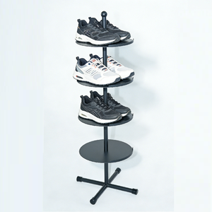 Expositor Metálico para Zapatos Deportivos de Fútbol, Baloncesto y Running, con 4 Niveles y Bandeja Redonda, Moderno Soporte de Almacenamiento para Zapatos para Tienda u Hogar - Product Image 3