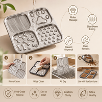Gamelle anti-glouton en acier inoxydable avec base à ventouse et tapis à lécher, gamelle puzzle à 4 compartiments pour chats et chiens NicePets