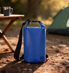 Sac étanche pliable 10L avec logo personnalisé, en bâche PVC 500D, idéal pour la randonnée, la natation, l'escalade, les excursions et les loisirs - Product Image 1