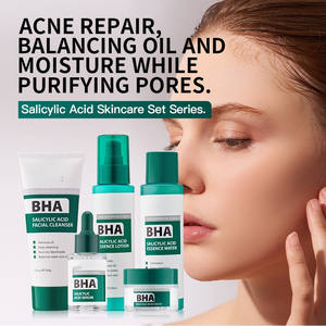 Vente chaude Kit Visage BHA Acide Salicylique Lissant Sérum Éclaircissant <span class=keywords><strong>Crème</strong></span> Blanchissante 5 en 1 Ensemble de Soins de la <span class=keywords><strong>Peau</strong></span> du Visage - Product Image 2