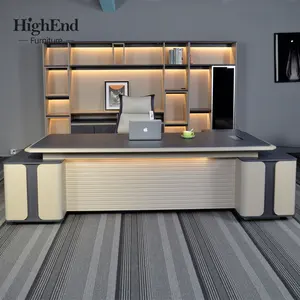 High level president Desk Large capacity storage side cabinet Luxury Office Furniture Office Desk modern luxury office desks
