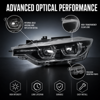 Phare halogène Angel Eye pour BMW Série 3 F30 F35, anti-UV, lentille transparente, étanche à la pluie, pièces de rechange pour phares, fourni par l'usine NAFU