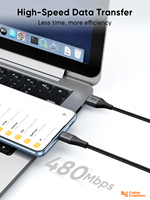 Câble de charge rapide USB 2.0 Type-C 3A CableCreation avec gaine en nylon tressé pour ordinateur et appareil photo