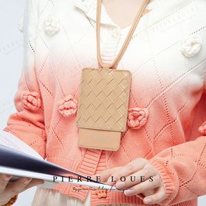 Pierre Loues Card <b>Holder</b> Brown Woven Neckband Multi Card Slot Compact <b>ID</b> Bag Everyday Use - Product Image 3