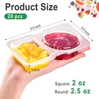 20 pièces de contenants en plastique à 2 compartiments avec couvercle pour sauces, assaisonnements, sauces chili, vinaigre et vinaigrettes, pour la rentrée scolaire