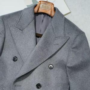 Men's 100% <strong>WOOL</strong> <strong>Double</strong> Breasted Long Overcoat Custom Bespoke Bulk Wholesale Winter Formal Anti-Wrinkle Breathable - Product Image 3