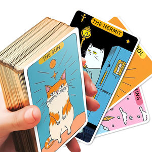 Jeu de cartes de tarot <span class=keywords><strong>Oracle</strong></span> avec chat de dessin animé, estampé à chaud, personnalisé, feuille d'argent, dorure or, impression sur papier, bords dorés - Product Image 2