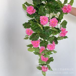 Fleur artificielle Meiduo, Geranium rouge suspendu au mur, branche unique en coton, décoration intérieure - Product Image 4