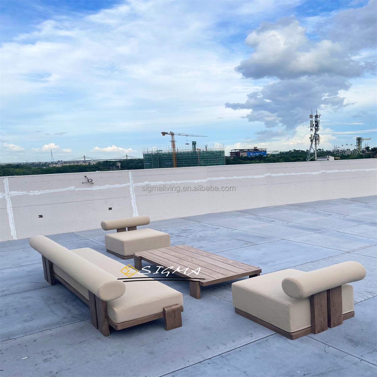 New Arrival Modern Design Teak Sectional Sofa Set Patio Set Outdoor Furniture Outdoor Furniture Sets Waterproof