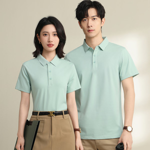 เสื้อโปโลผ้าฝ้ายเมอร์เซอไรซ์เส้นใยยาวพิเศษสำหรับชุดทำงาน พิมพ์โลโก้ตามสั่ง ปกไร้ตะเข็บ แขนสั้น ชุดยูนิฟอร์มบริษัท - Product Image 3