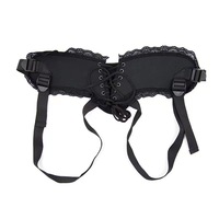 Meilleures ventes : Culotte harnais porte-dildo en dentelle avec sangles en cuir, taille réglable