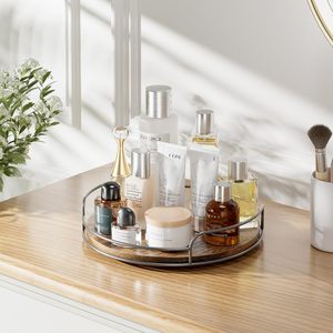 Bandeja de Almacenamiento de Madera Personalizada de Fábrica, OEM ODM, Organizador Giratorio de 9"x2.3" Tipo Soporte para Sala de Estar - Product Image 3