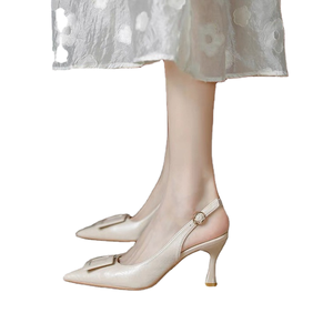 Chaussures à talons hauts pour femmes, style coréen, confortables, bout pointu, talons fins, à enfiler, sandales à talons, chaussures de mariage - Product Image 1