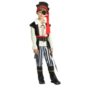 Anime di Halloween Cosplay pirata capitano Jack passero carnevale bambini pirata feste ragazzi costumi con cappello e benda sull'occhio