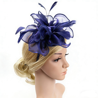 Hiasan Kepala Pesta Teh Fascinators dengan Pita dan Bulu pada Bando dan Jepit untuk Wanita