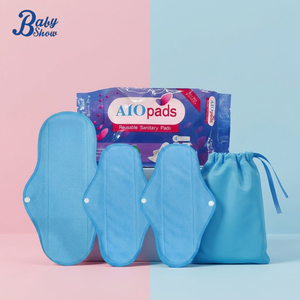 Kit de 4 <span class=keywords><strong>serviettes</strong></span> hygiéniques réutilisables en tissu respirant avec ailettes pour femmes, usage menstruel et incontinence urinaire, douces et super absorbantes - Product Image 1