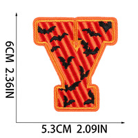 Patch brodé en feutre non tissé et fil de polyester, motif lettre Halloween, éco-responsable, thermocollant, broderie informatisée Xiaotian - Échantillon disponible en 7 jours