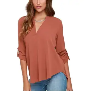 Summer Fall Sexy Draped Chiffon Blouse Elegant V-Neck Puff Long Sleeve Short Top Female Slim Party Shirts Female Women's Blouses