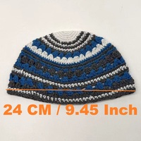 Kipá Grande Hecha a Mano de 24 cm, 100% Algodón, Gorro de Oración Judío, Gorro de Ganchillo Tejido, Yarmulka Étnica, Gorro Kufi para Hombre y Niño