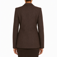 Blazer en jean marron pour femme, col rabattu, décontracté, respirant, deux boutons, printemps-automne, personnalisation OEM
