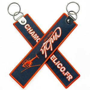 <b>Custom</b> Logo Personalized Fashion Woven Fabric Tag Key Chain 3X13cm Embroidery Patch <b>Keychain</b> - Product Image 3